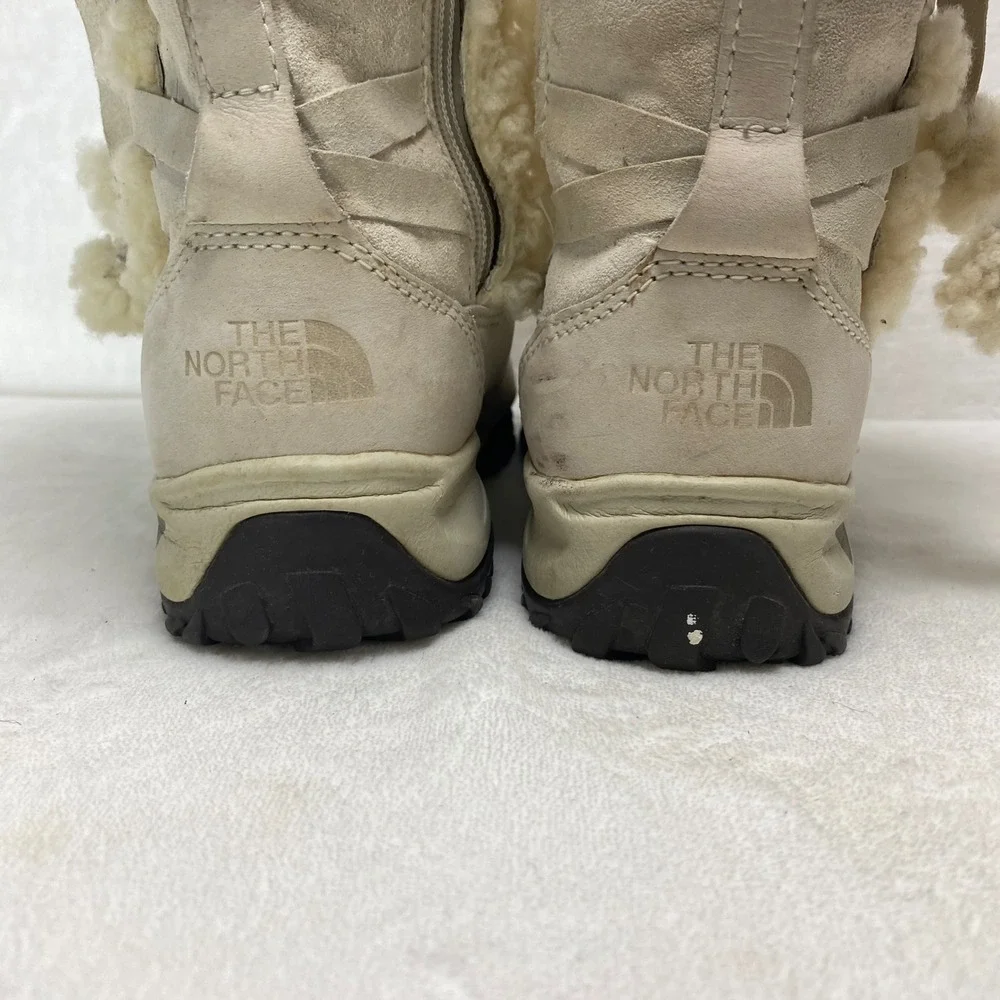 The North Face Womens Insulated Primaloft Shearling Boots Cream Suede  7‎